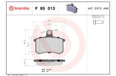 Sada brzdových destiček, kotoučová brzda BREMBO P 85 013