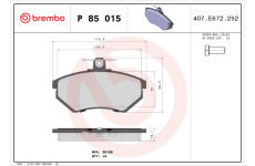 Sada brzdových destiček, kotoučová brzda BREMBO P 85 015