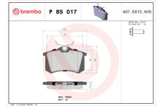 Sada brzdových destiček, kotoučová brzda BREMBO P 85 017