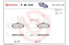 Sada brzdových destiček, kotoučová brzda BREMBO P 85 018