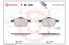 Sada brzdových platničiek kotúčovej brzdy BREMBO P 85 026