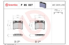 Sada brzdových destiček, kotoučová brzda BREMBO P 85 027