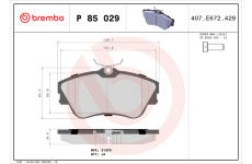 Sada brzdových destiček, kotoučová brzda BREMBO P 85 029