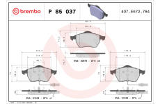 Sada brzdových destiček, kotoučová brzda BREMBO P 85 037