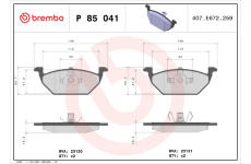 Sada brzdových destiček, kotoučová brzda BREMBO P 85 041