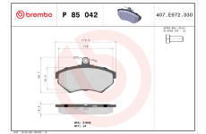 Sada brzdových destiček, kotoučová brzda BREMBO P 85 042