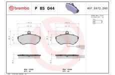 Sada brzdových destiček, kotoučová brzda BREMBO P 85 044