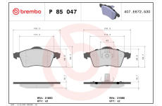 Sada brzdových destiček, kotoučová brzda BREMBO P 85 047