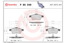 Sada brzdových destiček, kotoučová brzda BREMBO P 85 049