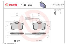 Sada brzdových platničiek kotúčovej brzdy BREMBO P 85 058