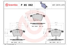 Sada brzdových platničiek kotúčovej brzdy BREMBO P 85 062