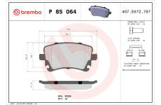 Sada brzdových destiček, kotoučová brzda BREMBO P 85 064