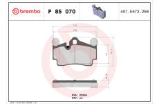 Sada brzdových destiček, kotoučová brzda BREMBO P 85 070