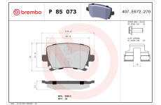 Sada brzdových destiček, kotoučová brzda BREMBO P 85 073