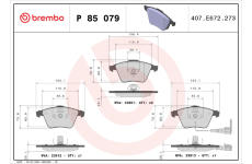 Sada brzdových destiček, kotoučová brzda BREMBO P 85 079