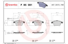 Sada brzdových destiček, kotoučová brzda BREMBO P 85 081