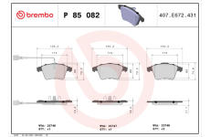 Sada brzdových destiček, kotoučová brzda BREMBO P 85 082