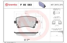 Sada brzdových destiček, kotoučová brzda BREMBO P 85 083