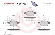 Sada brzdových destiček, kotoučová brzda BREMBO P 85 085X