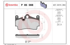 Sada brzdových destiček, kotoučová brzda BREMBO P 85 088