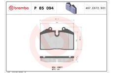 Sada brzdových destiček, kotoučová brzda BREMBO P 85 094