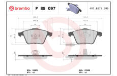 Sada brzdových destiček, kotoučová brzda BREMBO P 85 097