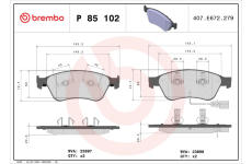 Sada brzdových destiček, kotoučová brzda BREMBO P 85 102