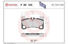 Sada brzdových destiček, kotoučová brzda BREMBO P 85 103