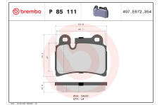 Sada brzdových destiček, kotoučová brzda BREMBO P 85 111