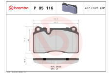 Sada brzdových platničiek kotúčovej brzdy BREMBO P 85 116