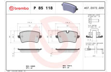 Sada brzdových destiček, kotoučová brzda BREMBO P 85 118