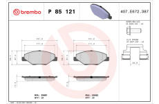 Sada brzdových destiček, kotoučová brzda BREMBO P 85 121