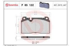 Sada brzdových destiček, kotoučová brzda BREMBO P 85 122