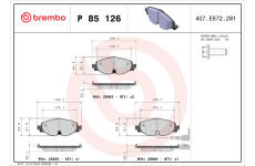 Sada brzdových destiček, kotoučová brzda BREMBO P 85 126X