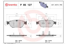 Sada brzdových destiček, kotoučová brzda BREMBO P 85 127