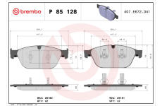 Sada brzdových destiček, kotoučová brzda BREMBO P 85 128