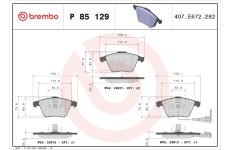 Sada brzdových destiček, kotoučová brzda BREMBO P 85 129