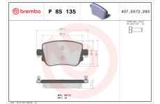 Sada brzdových destiček, kotoučová brzda BREMBO P 85 135