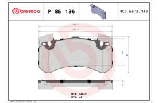 Sada brzdových platničiek kotúčovej brzdy BREMBO P 85 136