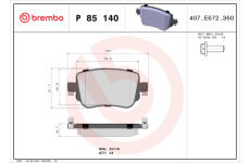 Sada brzdových destiček, kotoučová brzda BREMBO P 85 140