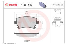 Sada brzdových destiček, kotoučová brzda BREMBO P 85 143