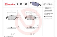 Sada brzdových destiček, kotoučová brzda BREMBO P 85 145