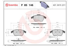 Sada brzdových destiček, kotoučová brzda BREMBO P 85 146