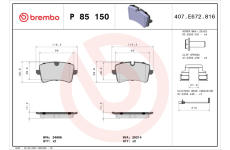 Sada brzdových destiček, kotoučová brzda BREMBO P 85 150