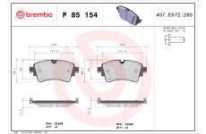 Sada brzdových destiček, kotoučová brzda BREMBO P 85 154