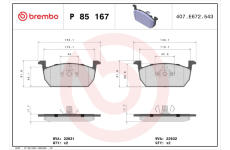 Sada brzdových destiček, kotoučová brzda BREMBO P 85 167