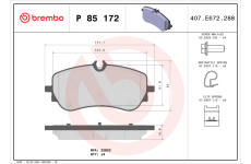 Sada brzdových destiček, kotoučová brzda BREMBO P 85 172