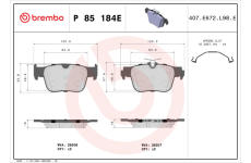 Sada brzdových destiček, kotoučová brzda BREMBO P 85 184E
