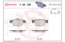 Sada brzdových destiček, kotoučová brzda BREMBO P 85 189