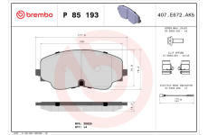 Sada brzdových destiček, kotoučová brzda BREMBO P 85 193